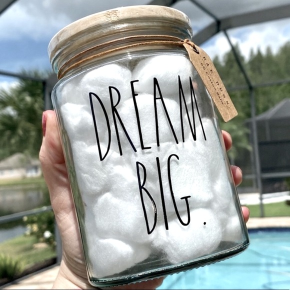 NWT DREAM BIG Large Cotton Ball Jar - Picture 2 of 7